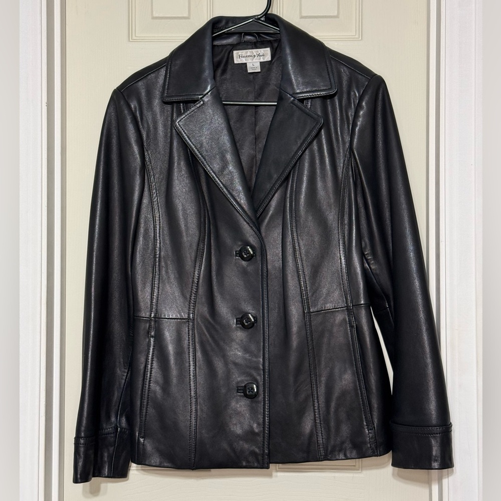 Preston & York Classic Black Genuine 100% Lamb Skin Jacket Women’s size Large - Picture 4 of 9
